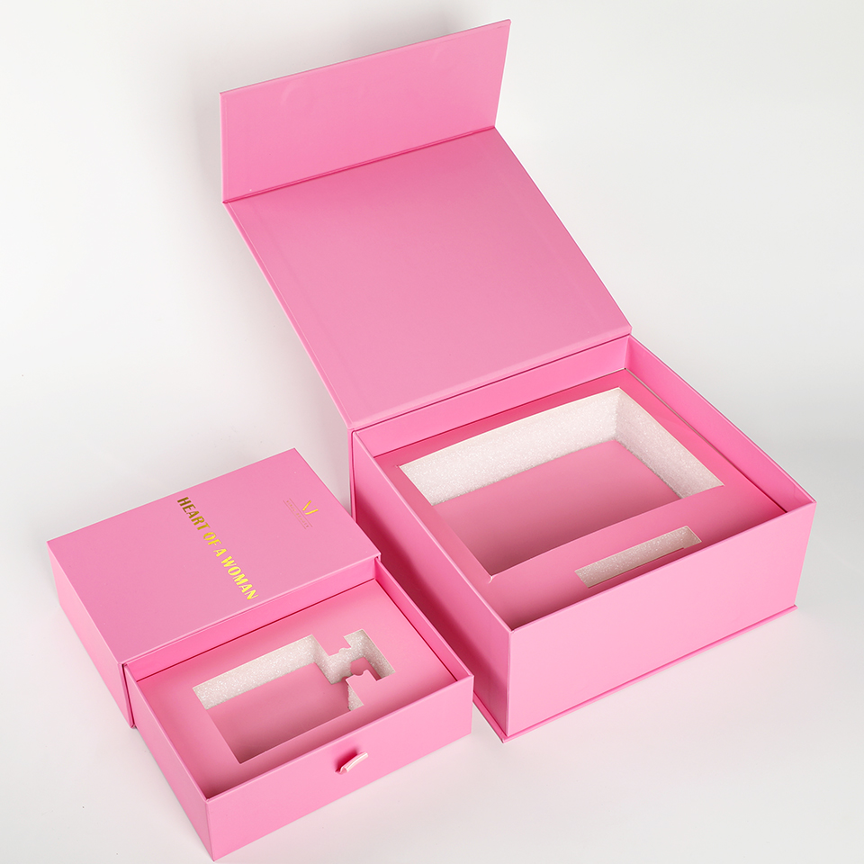 Luxury Skincare Gifts - カスタム高級ピンク、紙製フォームインサート付きマグネット開閉式スキンケア香水ギフトボックス包装