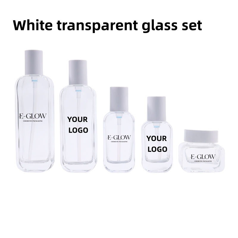 Luxury Skincare & Spa - 【ロゴカスタム】1個入り高級透明ガラススキンケアパッケージ50g 100ml化粧品容器ガラスローションボトル（ポンプ付き）