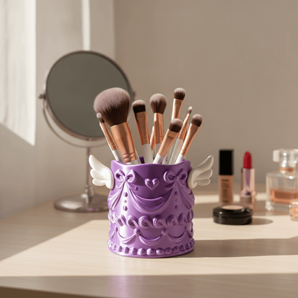 シルクテクスチャメイクブラシホルダーレリーフデザインデスクト - Luxury Skincare And Makeup Brands のレビューと価格