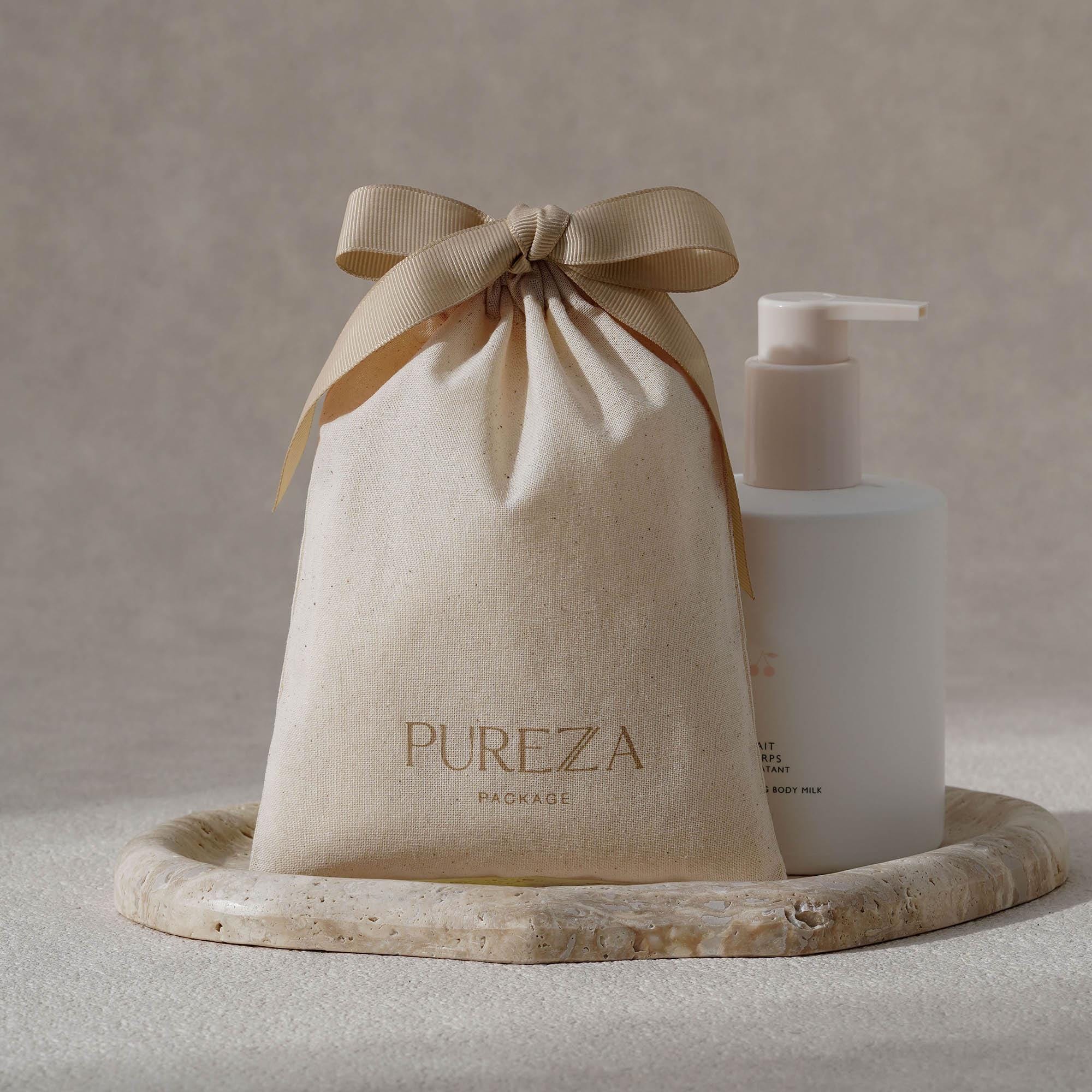 カスタマイズ可能な天然コットン巾着袋、環境に優しい高級ギフト - Luxury Skincare Gifts のレビューと価格